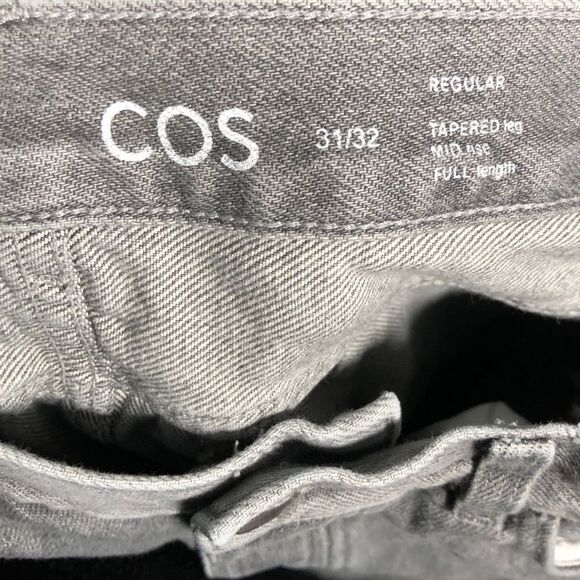 COS Mens Jeans Size 31 32 Regular Fit Gray WashTapered Leg Mid Rise Button Fly - Picture 9 of 11